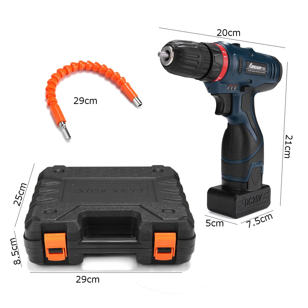 25V-Li-Ion-Cordless-Electric-Hammer-Power-Drill-Driver-Hand-Kit-2-Speed-LED-Waterproof-1248611