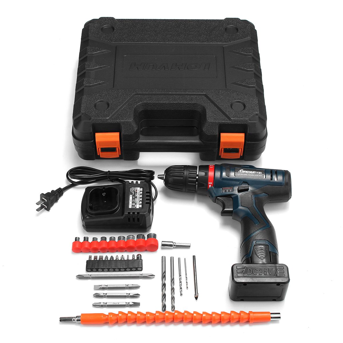 25V-Li-Ion-Cordless-Electric-Hammer-Power-Drill-Driver-Hand-Kit-2-Speed-LED-Waterproof-1248611