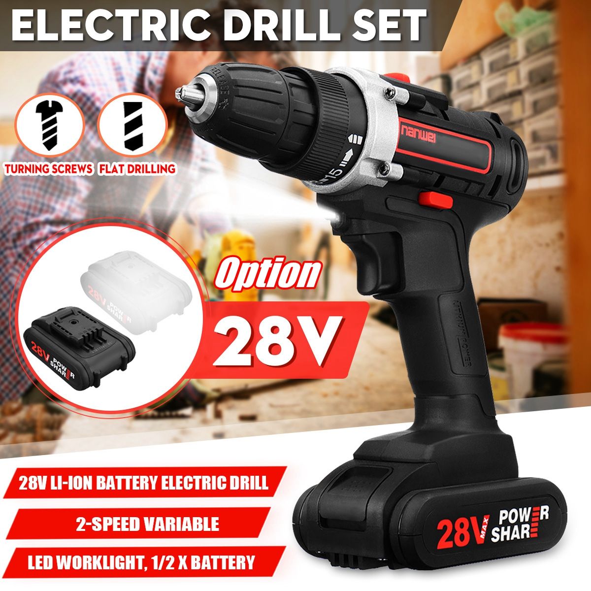 28V-Cordless-Power-Drills-Double-Speed-Electric-Drill-W-1-or-2-Li-ion-Battery-1413650