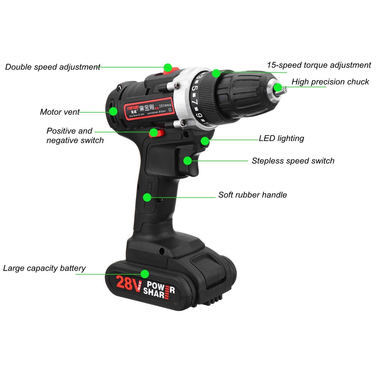 28V-Cordless-Power-Drills-Double-Speed-Electric-Drill-W-1-or-2-Li-ion-Battery-1413650