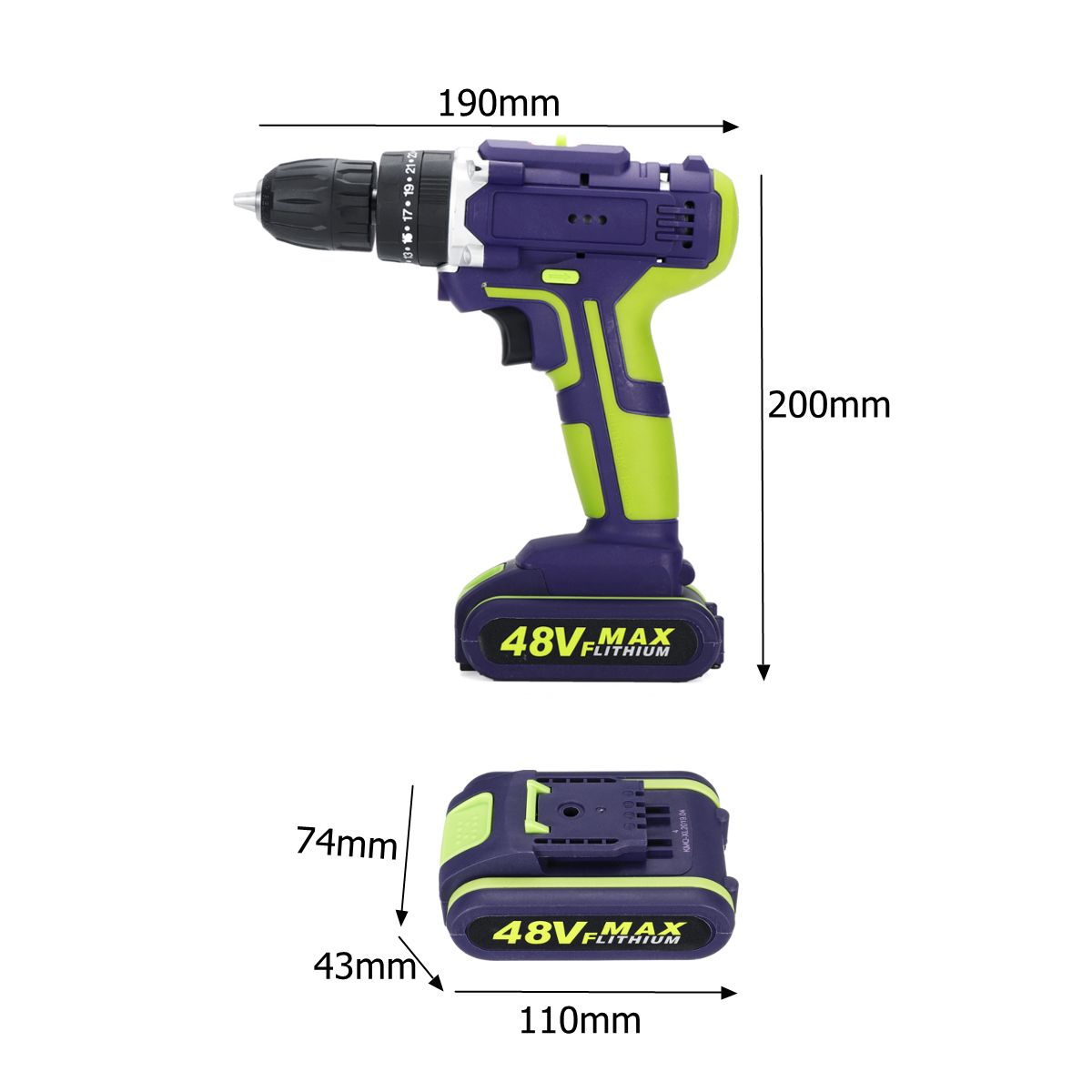 3-In-1-Hammer-Drill-48VF-Cordless-Drill-Double-Speed-Power-Drills-LED-lighting-12Pcs-Large-Capacity--1457207
