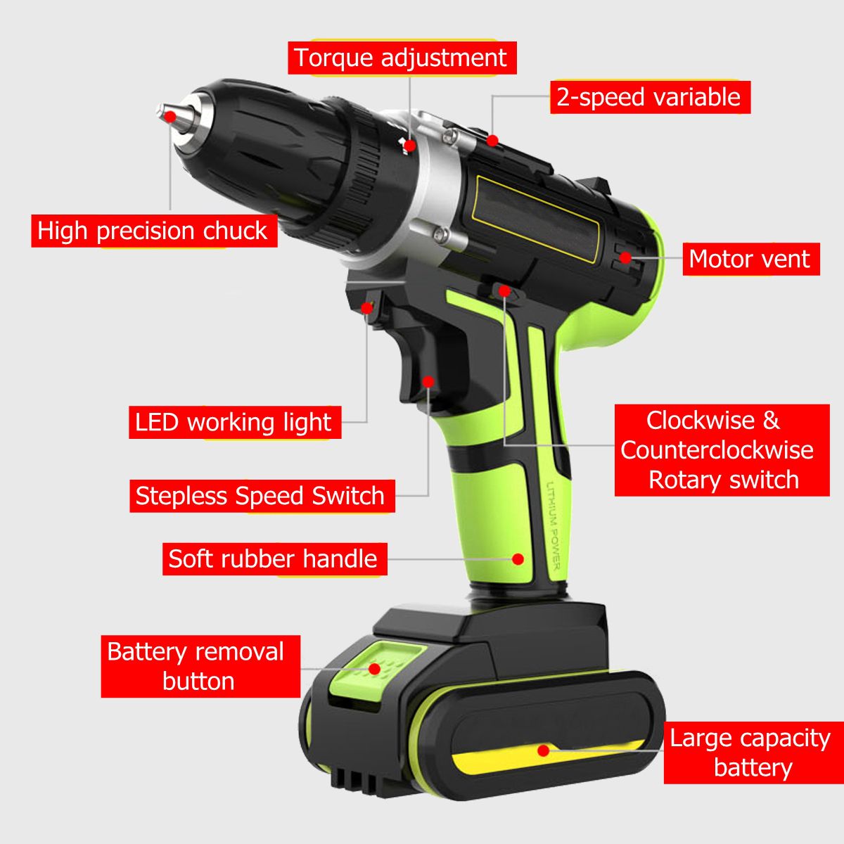 3-In-1-Hammer-Drill-48VF-Cordless-Drill-Double-Speed-Power-Drills-LED-lighting-12Pcs-Large-Capacity--1457207