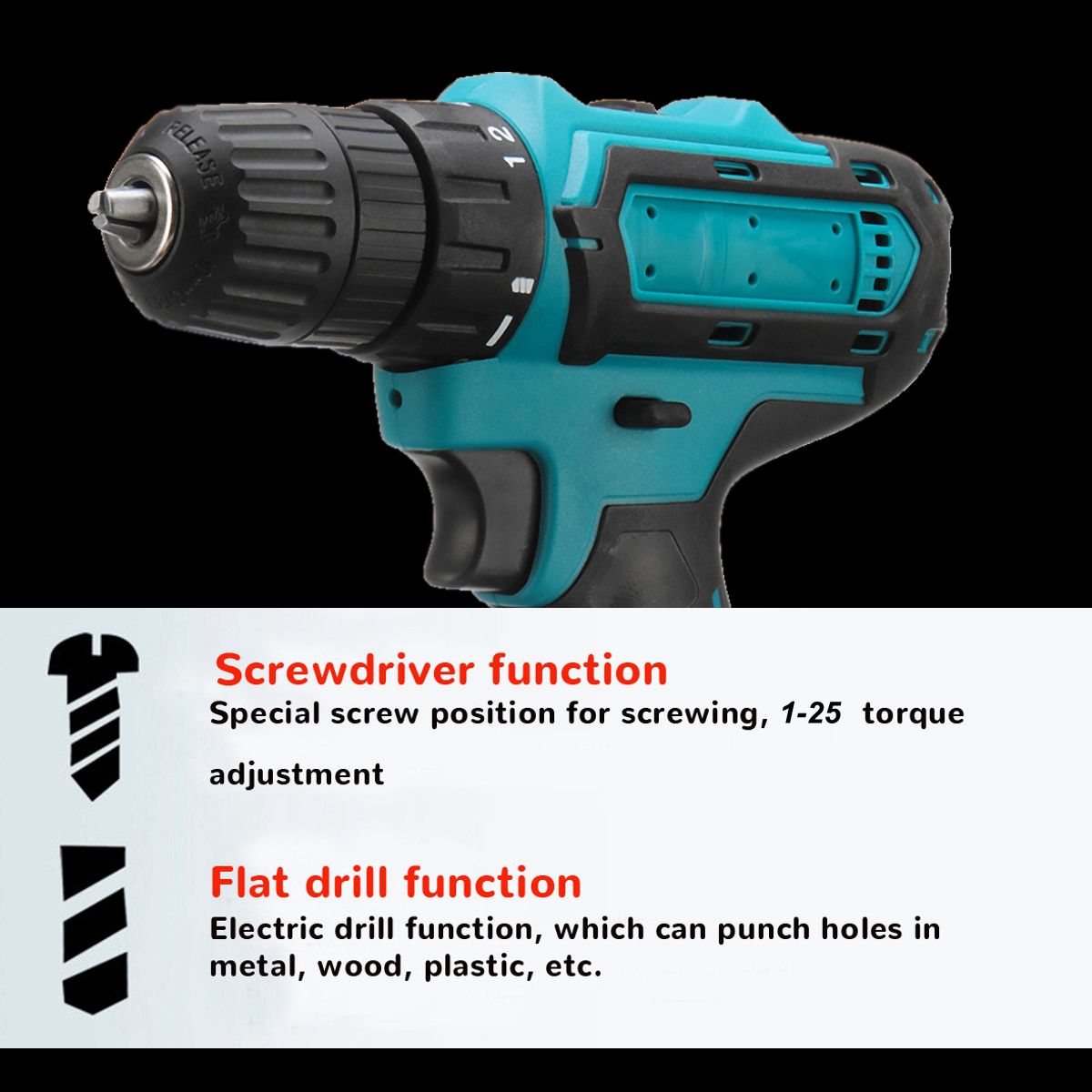 36V-Rechargable-Lithium-Power-Dirlls-Cordless-Electric-Drill-2-Speed-Adjustment-LED-Lighting-Screw-D-1526381