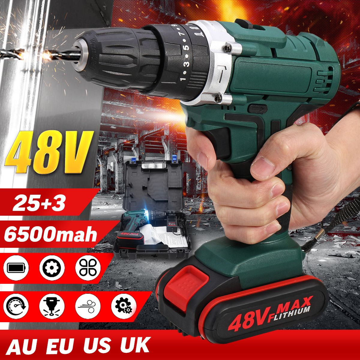 48V-2-Speed-Power-Drills-Cordless-Electric-Drill-6500mAh-253-Torque-Drilling-Tool-1553638