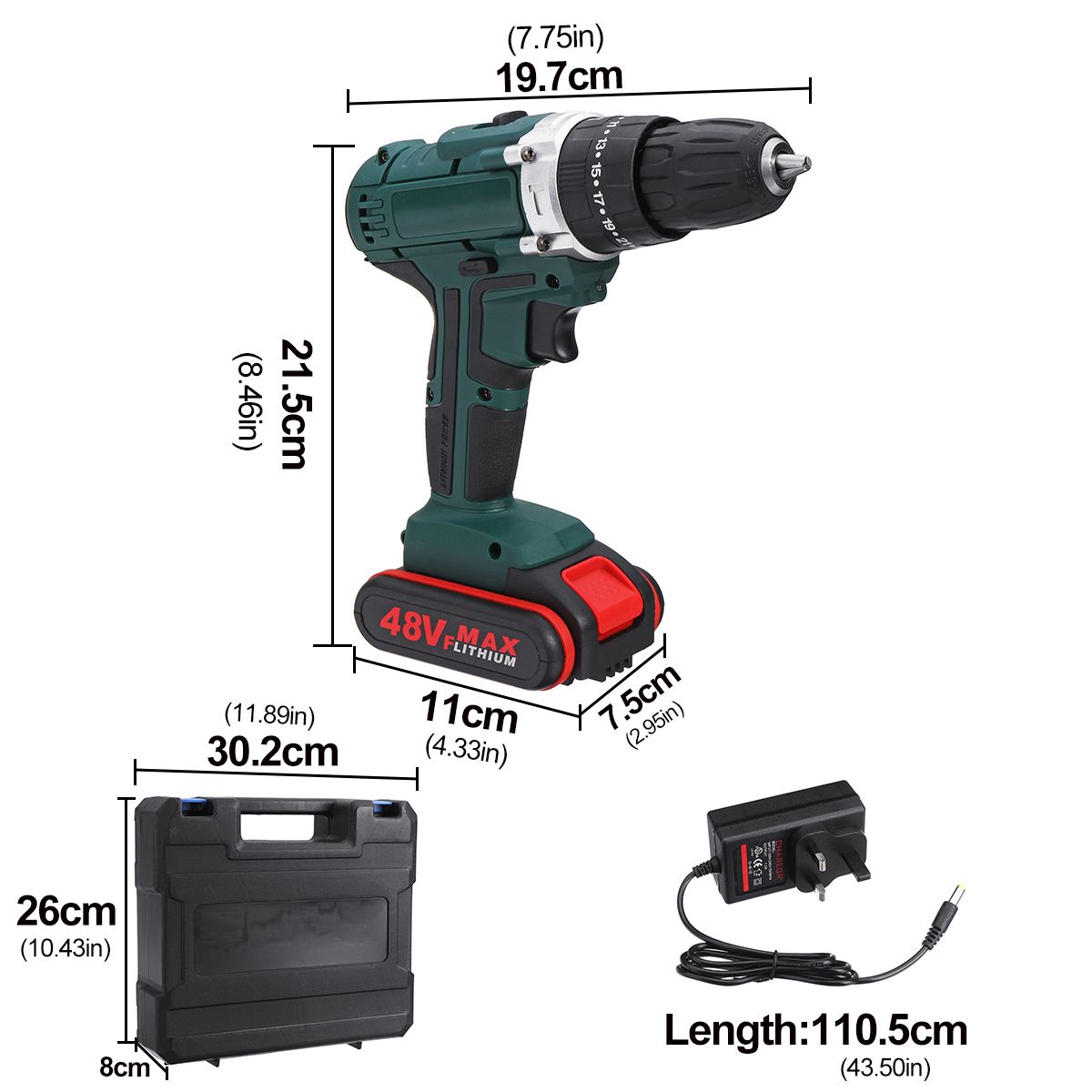 48V-2-Speed-Power-Drills-Cordless-Electric-Drill-6500mAh-253-Torque-Drilling-Tool-1553638