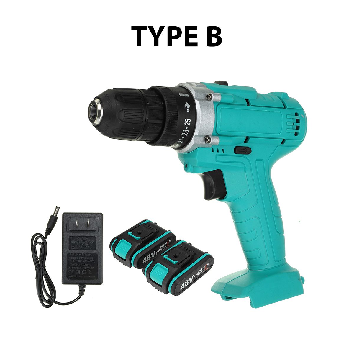 48V-38-Chuck-Powered-Electric-Drill-LED-Light-Cordless-Screwdriver-W-12x-Battery-1740218