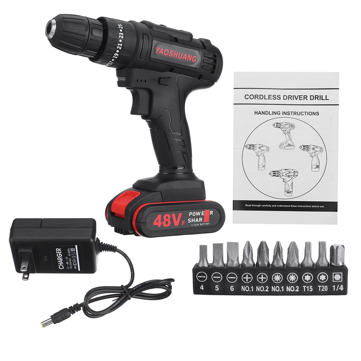 48V-38quot-Cordless-Rechargeable-Electric-Impact-Hammer-Screwdriver-Drill-with-1-Battery-1632693