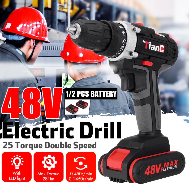 48V-Dual-Speed-Electric-Drill-Li-ion-Battery-Power-Drills-W-1-Or-2-Batteries-ForwardReverse-Switch-1624136