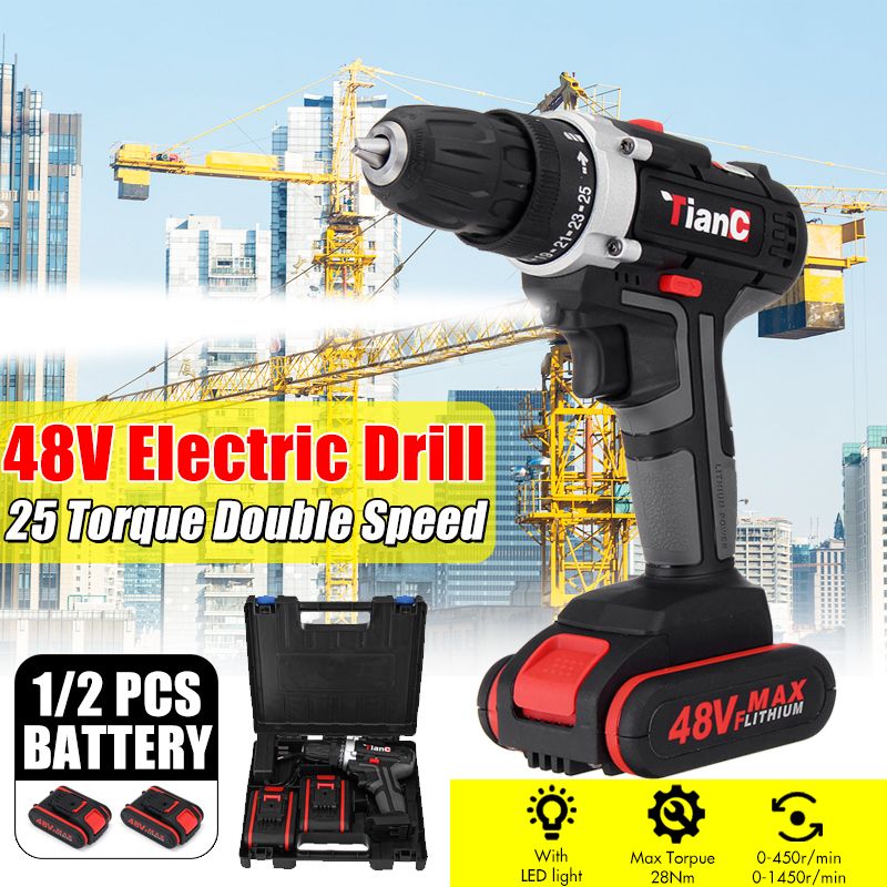 48V-Dual-Speed-Electric-Drill-Li-ion-Battery-Power-Drills-W-1-Or-2-Batteries-ForwardReverse-Switch-1624136