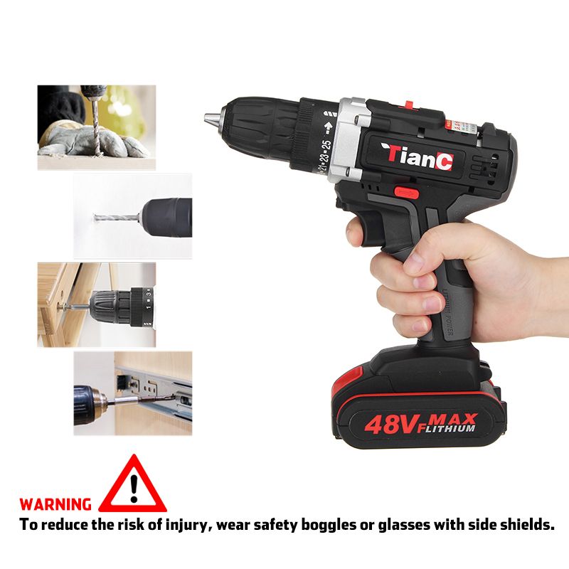 48V-Dual-Speed-Electric-Drill-Li-ion-Battery-Power-Drills-W-1-Or-2-Batteries-ForwardReverse-Switch-1624136