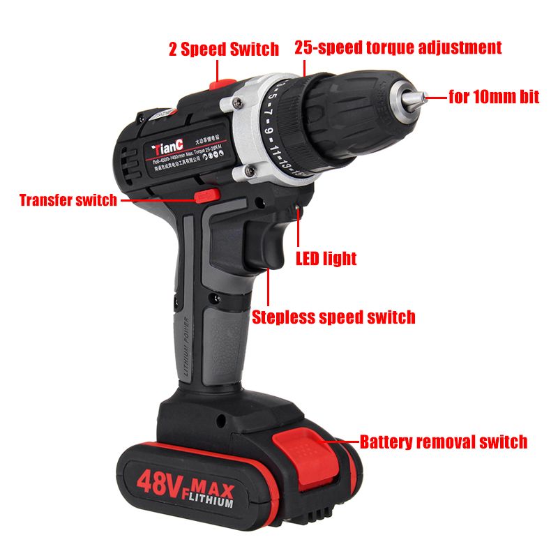 48V-Dual-Speed-Electric-Drill-Li-ion-Battery-Power-Drills-W-1-Or-2-Batteries-ForwardReverse-Switch-1624136