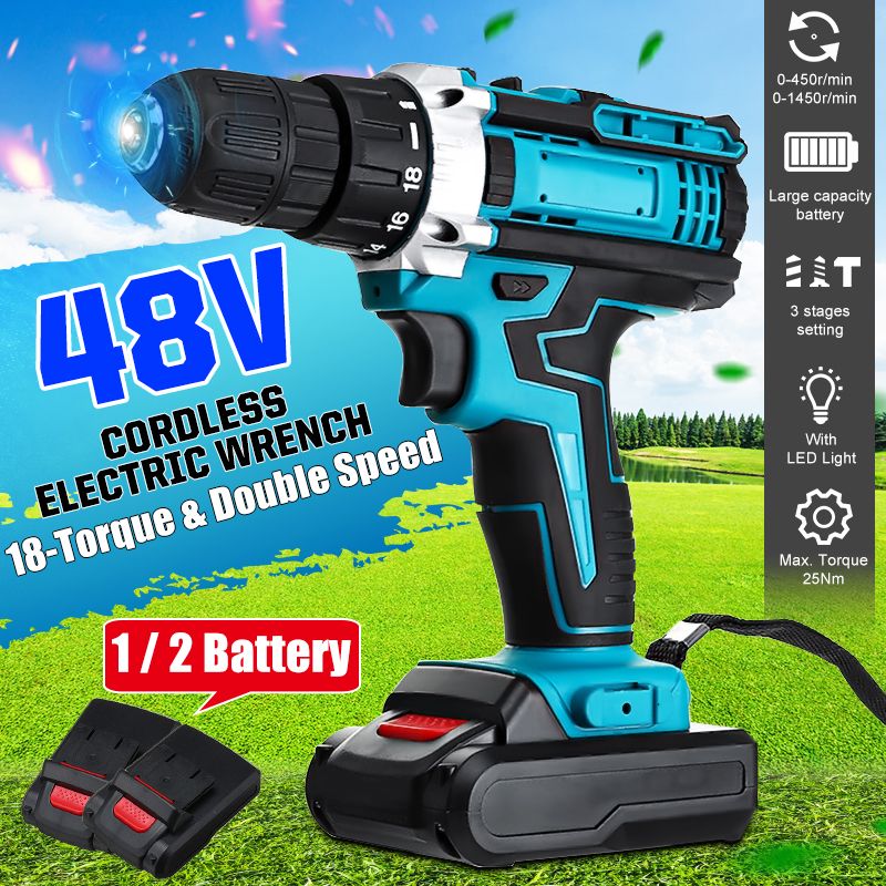 48V-Electric-Drill-Driver-Power-Drills-W-1-Or-2-Battery-LED-Light-18--2-Speed-ForwardReverse-switch-1621870