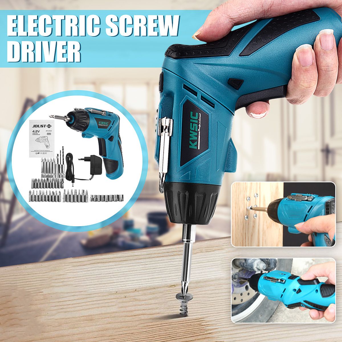 48V-Electric-Drill-Screw-Driver-Rechargeable-Cordless-Screwdriver-Tool-Drill-Bit-Set-1678689