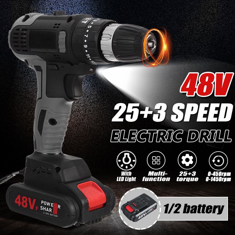 48VF-Cordless-Brushless-Electric-Impact-Drill-Screwdriver-Power-Tool-W-1-or-2-Battery-1707795