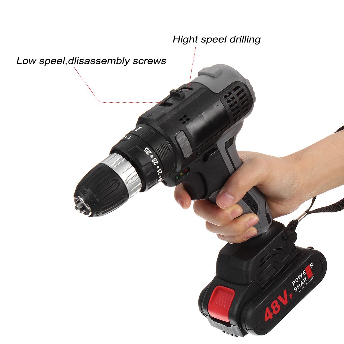 48VF-Cordless-Brushless-Electric-Impact-Drill-Screwdriver-Power-Tool-W-1-or-2-Battery-1707795