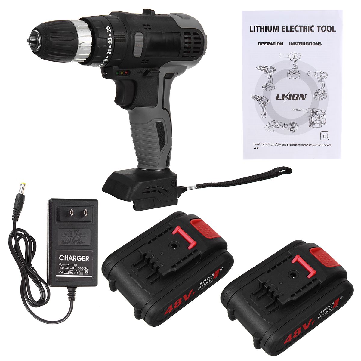 48VF-Cordless-Brushless-Electric-Impact-Drill-Screwdriver-Power-Tool-W-1-or-2-Battery-1707795