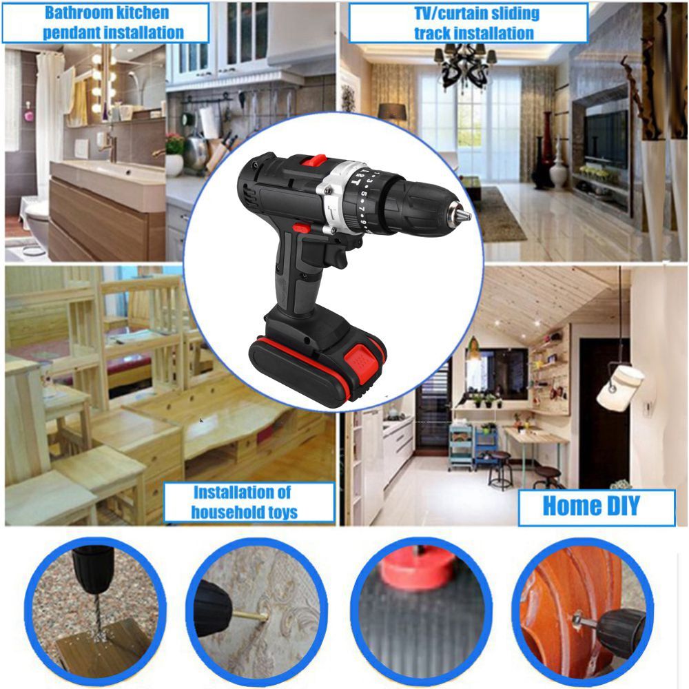 6000mAh-48V-Electric-Drill-25-Speeds-Torque-Impact-Drill-W-12pcs-Battery-1767984