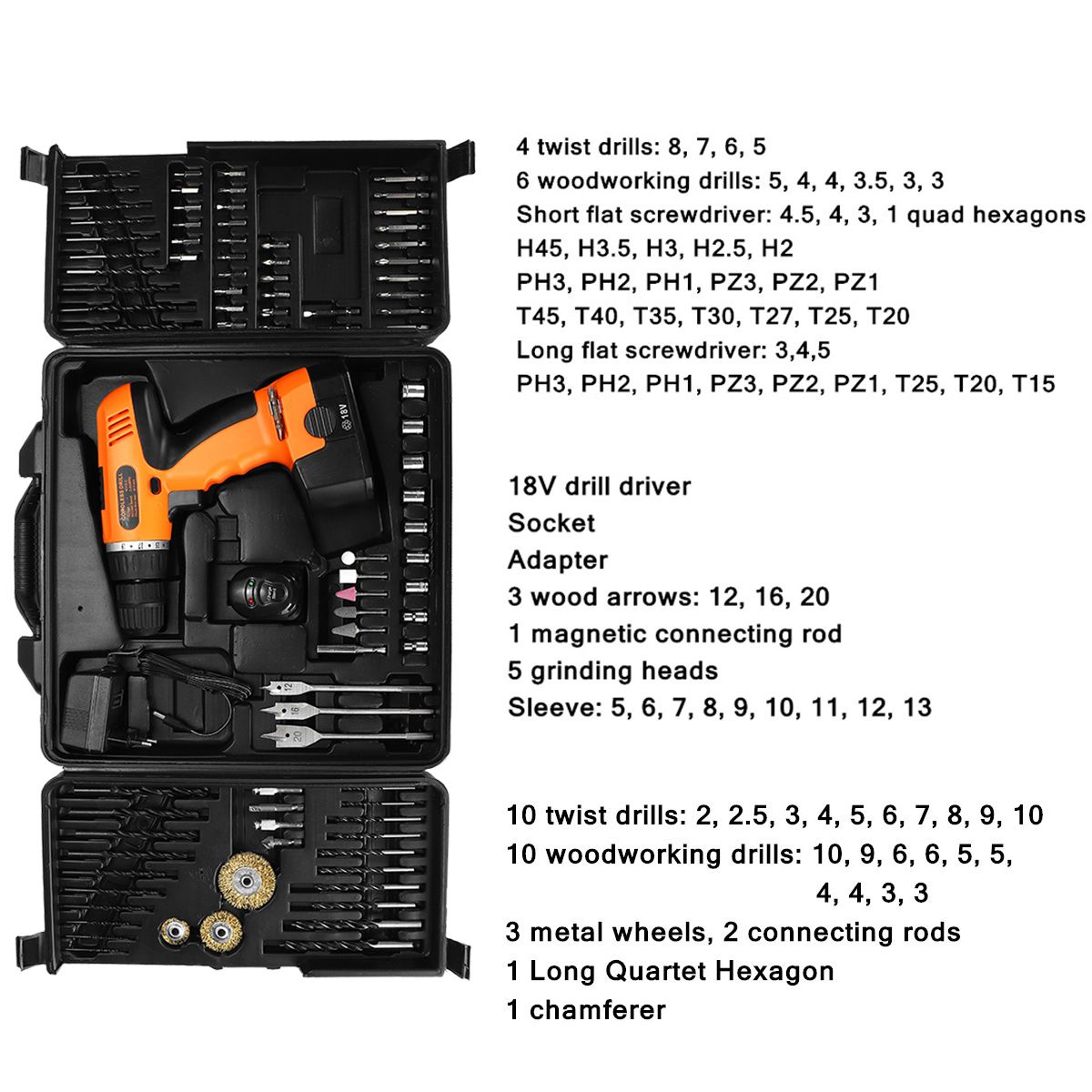 92Pcs-18V-Electric-Drill-Cordless-Drill-Driver-Power-Drills-Tool-Accessory-Set-With-Box-1421423