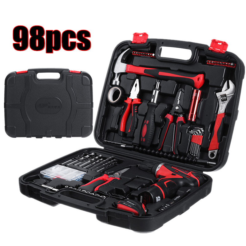 98Pcs-Electric-Cordless-Drill-Wrench-Hammer-Screwdriver-Multifunctional-Home-Repair-Tool-Set-1530369