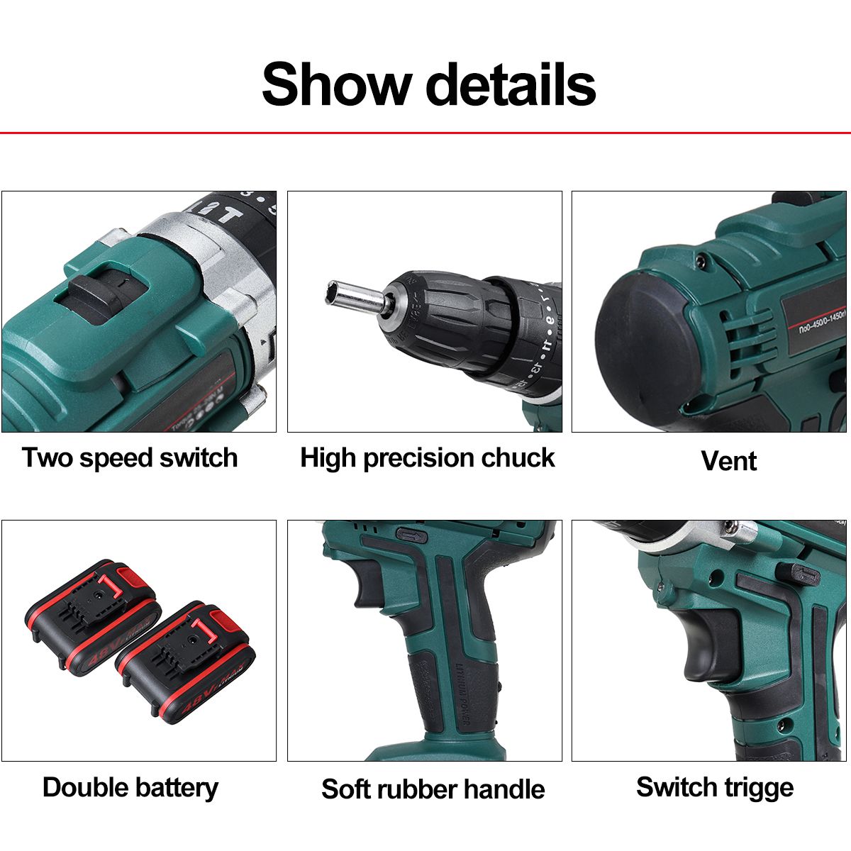 Cordless-Brushless-Hammer-Impact-Drill-Driver-HighLow-Speed-2-Battery-Set-1662831