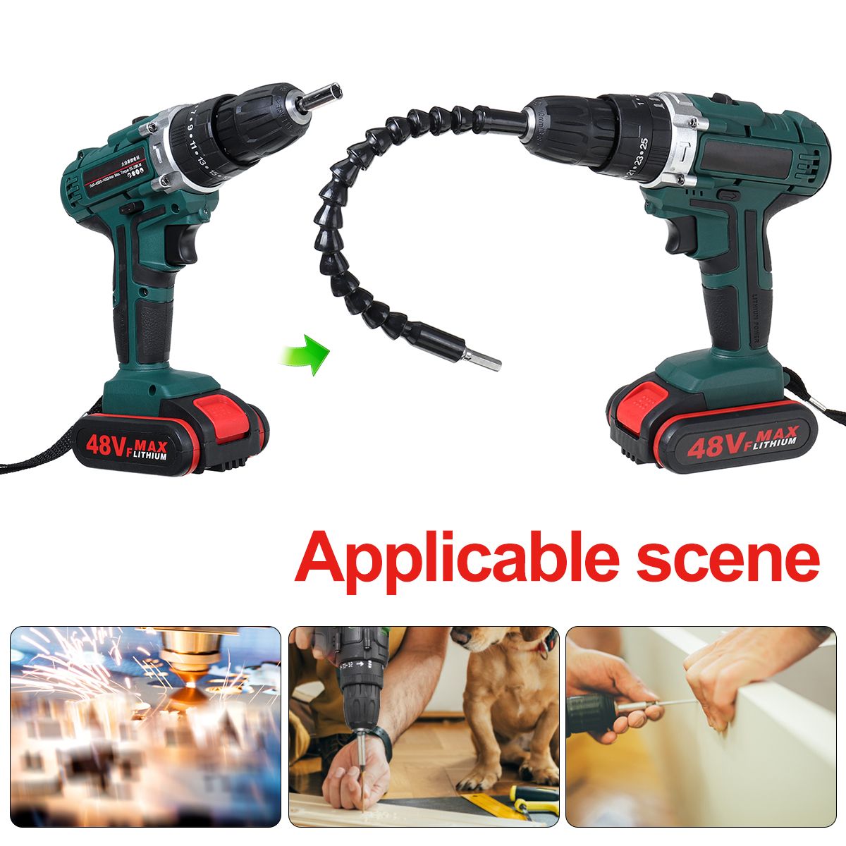 Cordless-Brushless-Hammer-Impact-Drill-Driver-HighLow-Speed-2-Battery-Set-1662831