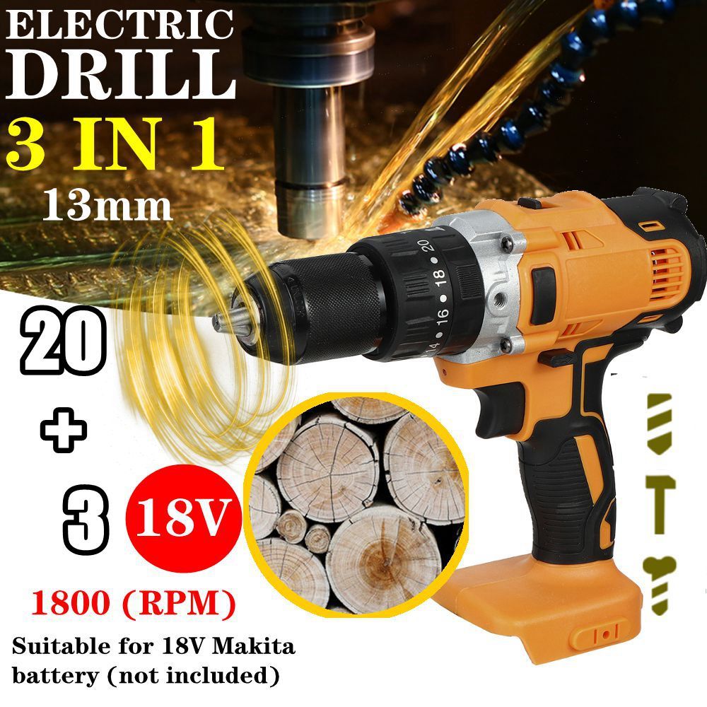 Dual-Speed-Brushed-Impact-Drill-13mm-Chuck-Rechargeable-Electric-Screwdriver-for-Makita-18V-Battery-1759775