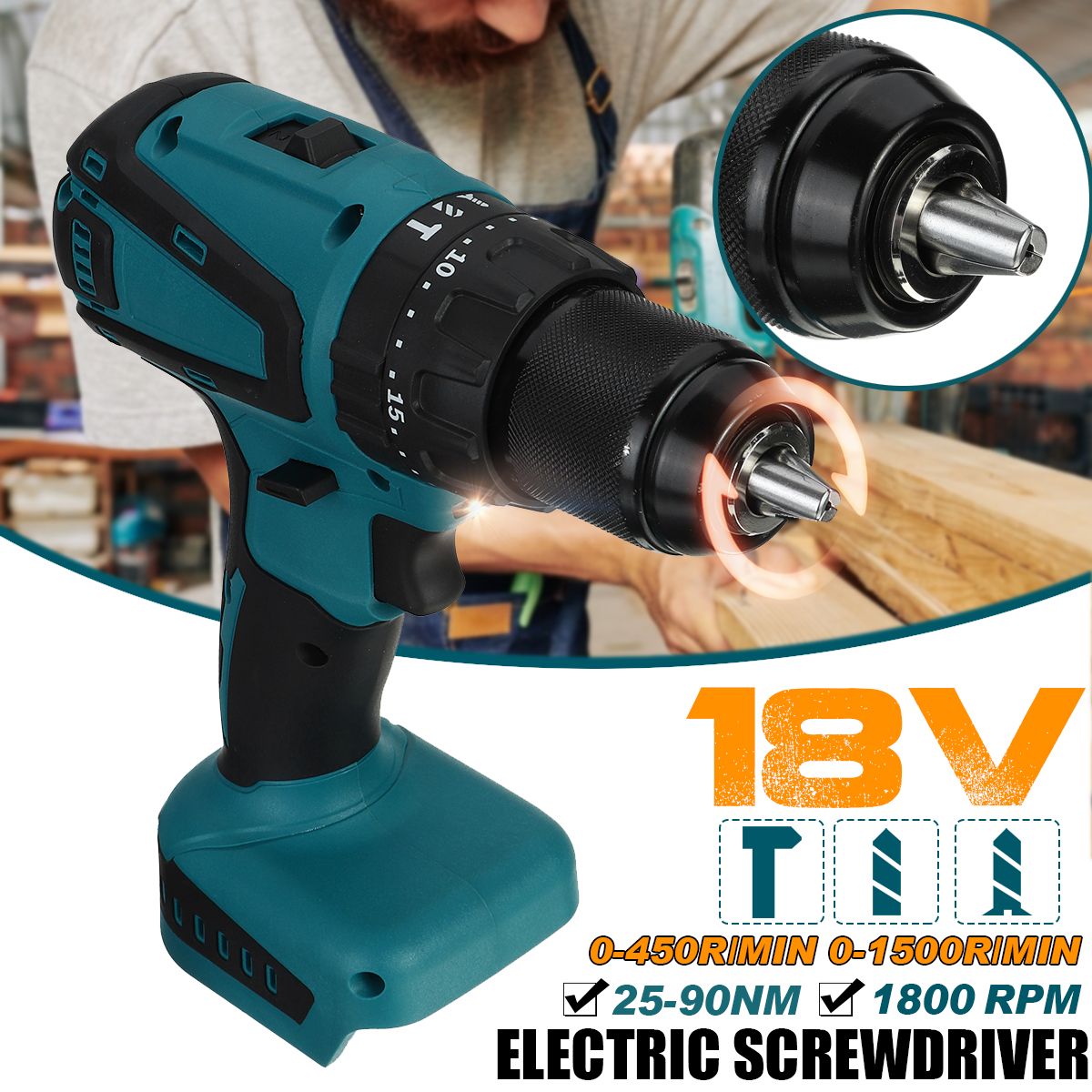 Dual-Speed-Brushless-Impact-Drill-1013mm-Chuck-Rechargeable-Electric-Screwdriver-for-Makita-18V-Batt-1759793