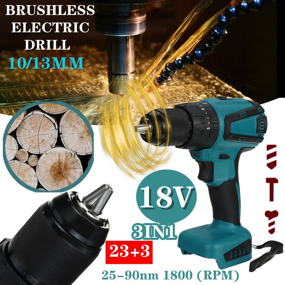 Dual-Speed-Brushless-Impact-Drill-1013mm-Chuck-Rechargeable-Electric-Screwdriver-for-Makita-18V-Batt-1759793
