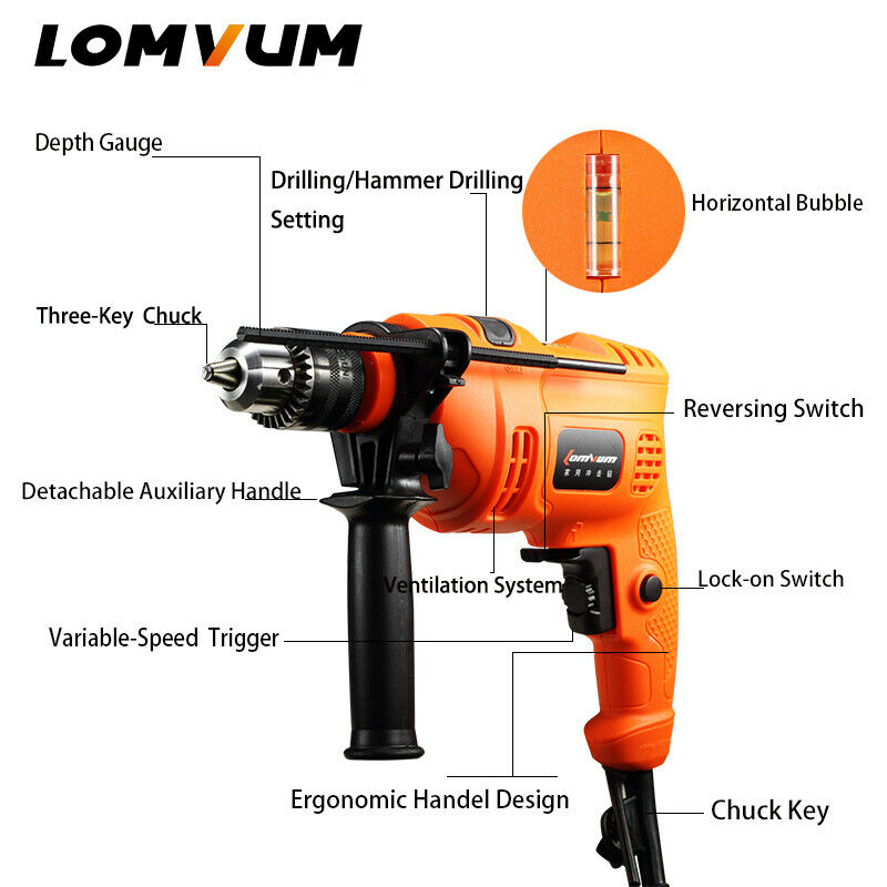 LOMVUM-600W-Electric-Impact-Drill-Hammer-Screwdriver-Home-Power-Rotary-Tools-DIY-1481761