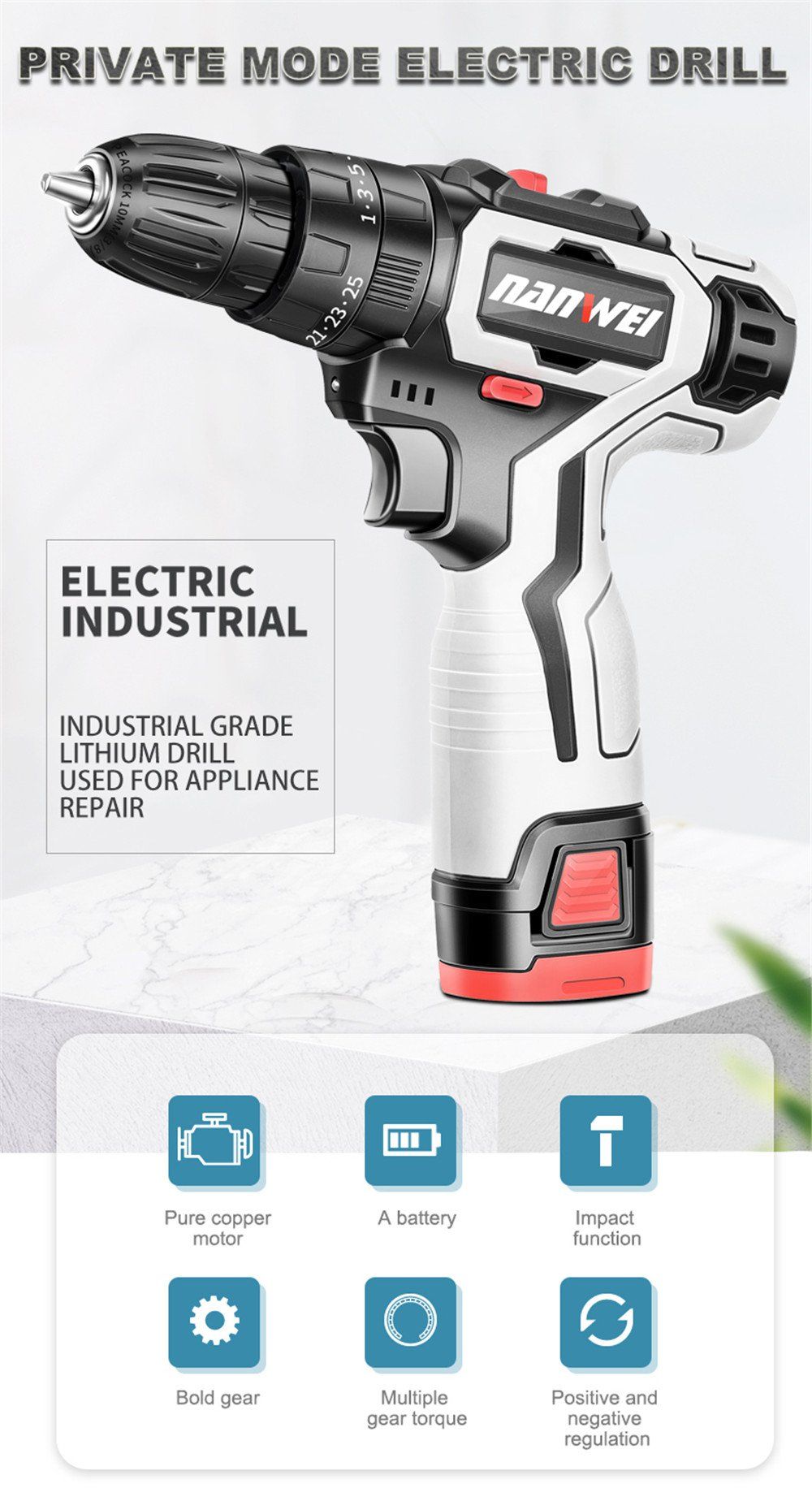 Nanwei-18V-Brushed-Impact-Drill-27NM-Li-ion-Rechargeable-Electric-Flat-Drill-Screw-Driver-2-Speeds-2-1695925