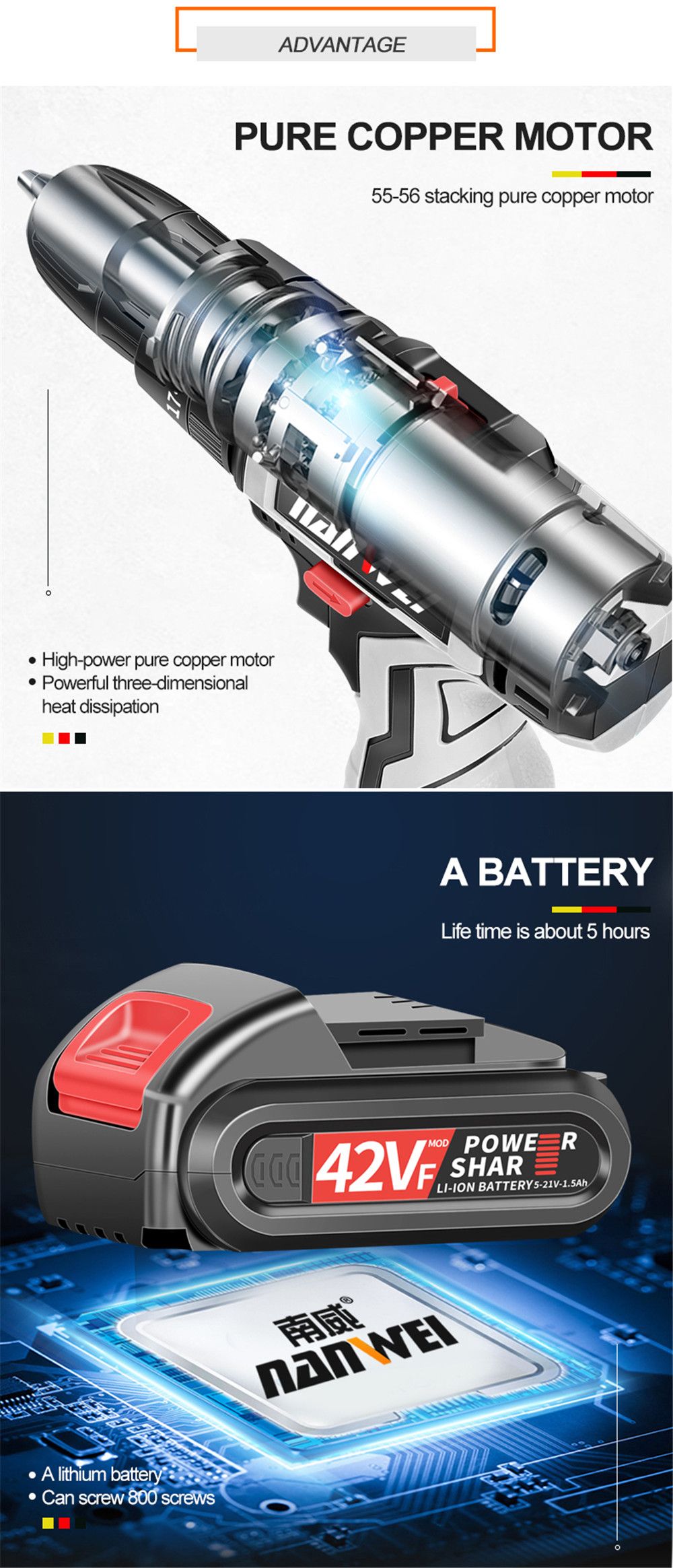 Nanwei-18V-Brushed-Impact-Drill-27NM-Li-ion-Rechargeable-Electric-Flat-Drill-Screw-Driver-2-Speeds-2-1695925