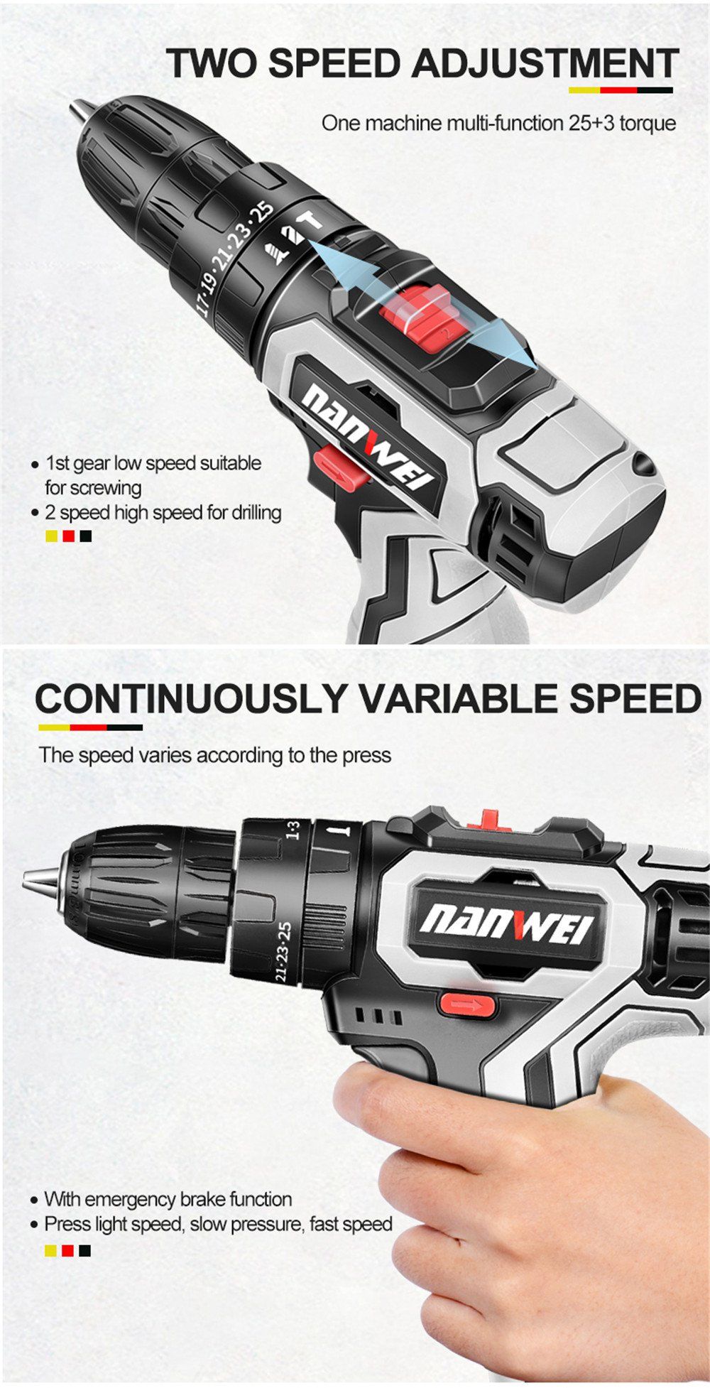 Nanwei-18V-Brushed-Impact-Drill-27NM-Li-ion-Rechargeable-Electric-Flat-Drill-Screw-Driver-2-Speeds-2-1695925