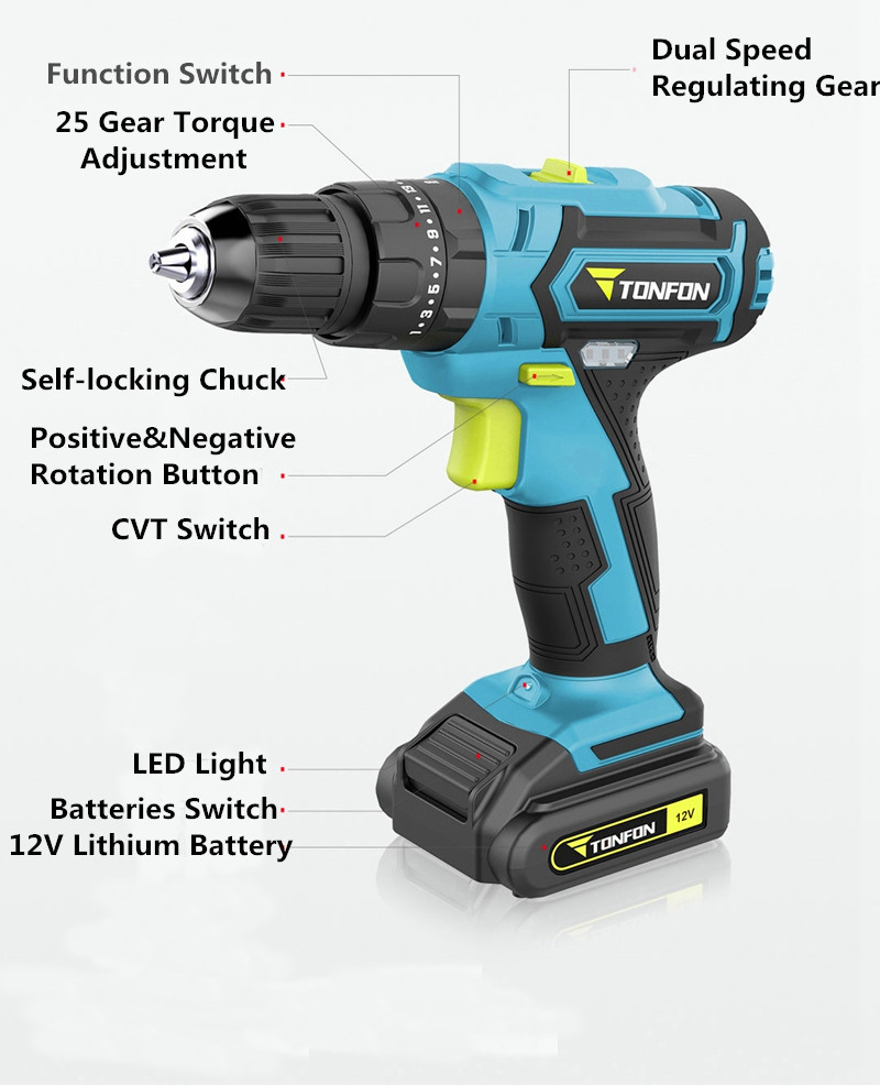 Tonfon-3-In-1-12V-Rechargable-Electric-Screwdriver-Power-Driver-Impact-Drill-with-Bits-1314465