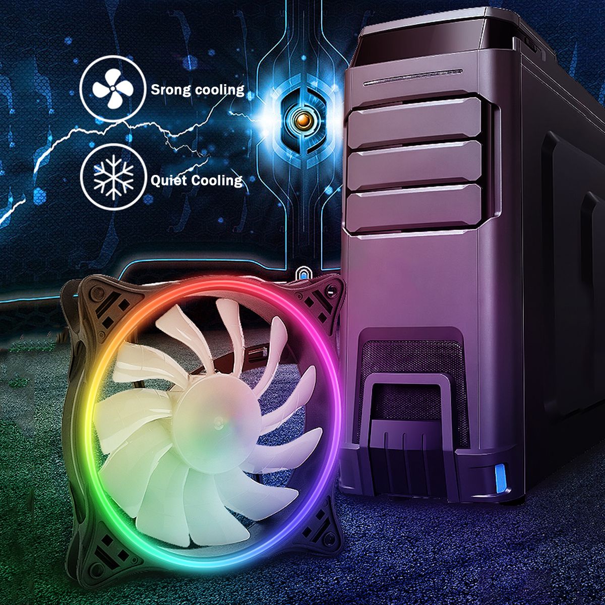 12V-RGB-Rainbow-LED-Silent-Computer-PC-Case-Cooling-Cooler-Fan-CPU-120mm-4-Pin-1599147