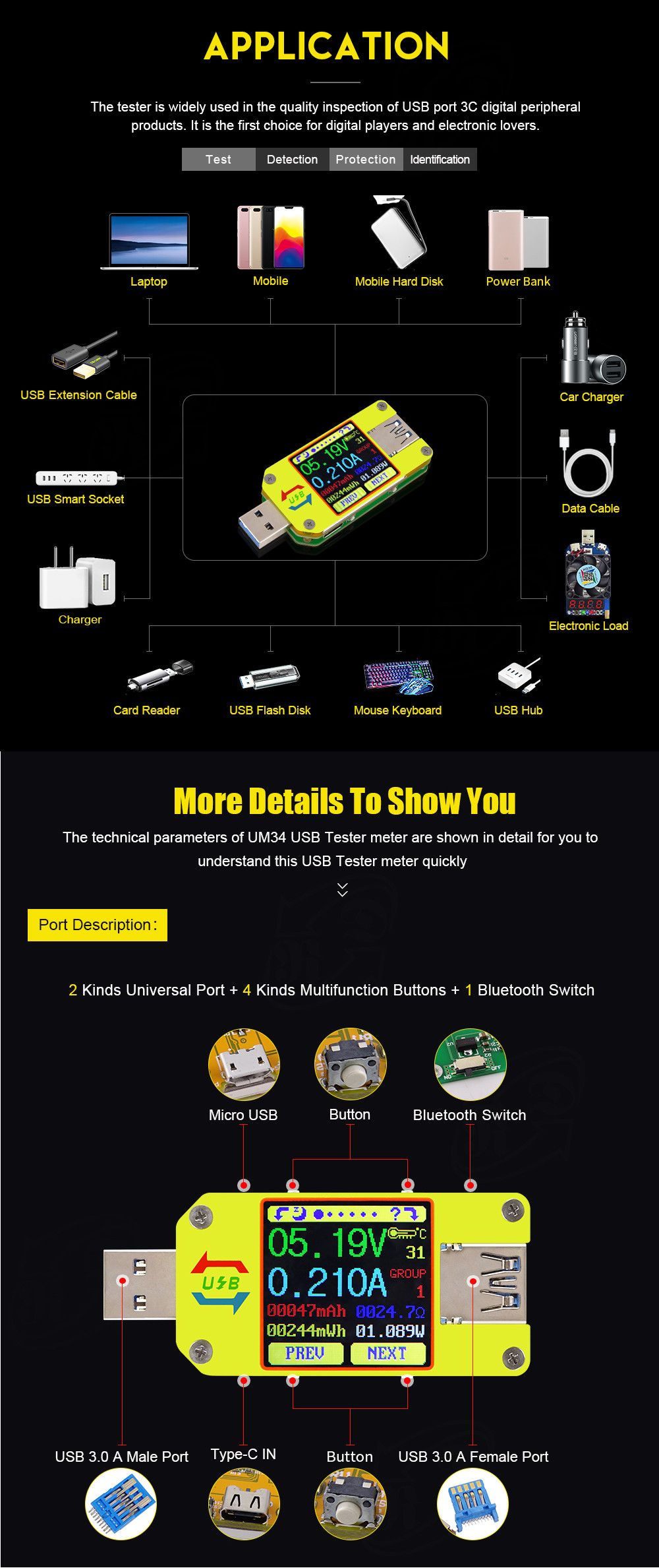 RIDENreg-UM34UM34C-For-APP-USB-30-Type-C-DC-Voltmeter-Ammeter-Voltage-Current-Meter-Battery-Charge-M-1297185