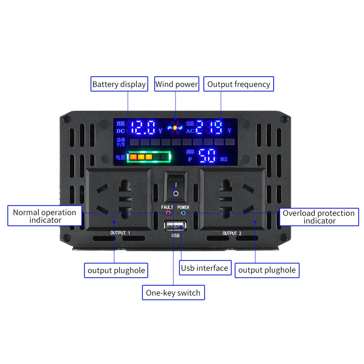 XUYUN-5000W-Max-DC-12V-to-AC-220V-UPS-Pure-Sine-Wave-Power-Inverter-For-Car-Boat-1618433