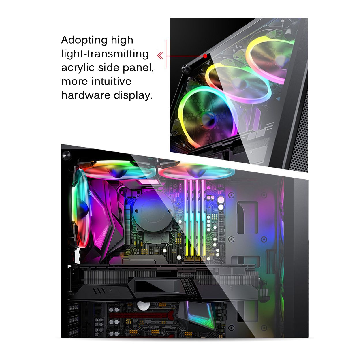 Computer-Case-Acrylic-Side-Panels-Chassis-PC-Case-UBS30-Support-ATX-MATX-ITX-1672805