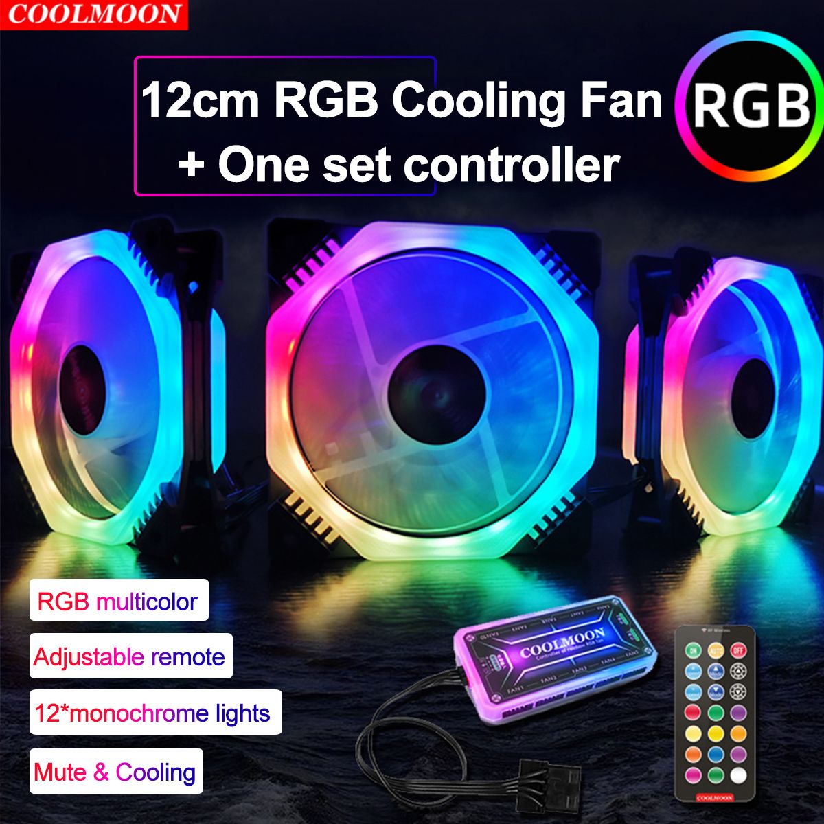 Computer-PC-Cooler-Cooling-Fan-RGB-LED-Multicolor-mode-12cm-Quiet-Chassis-Fan-1634936