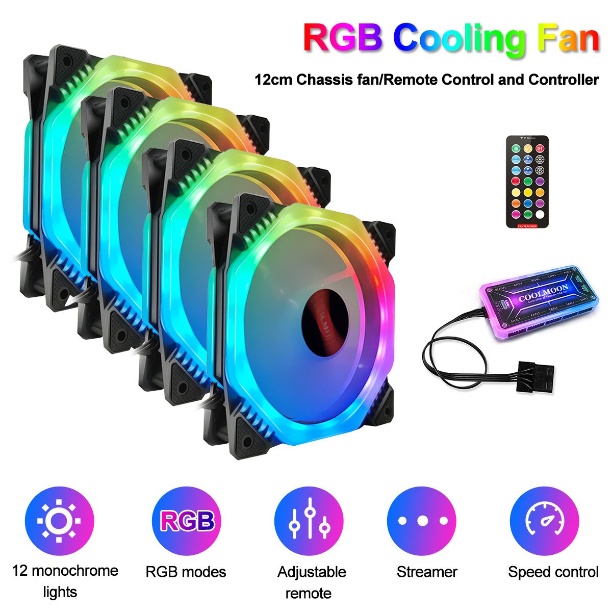 Computer-PC-Cooler-Cooling-Fan-RGB-LED-Multicolor-mode-12cm-Quiet-Chassis-Fan-1634936