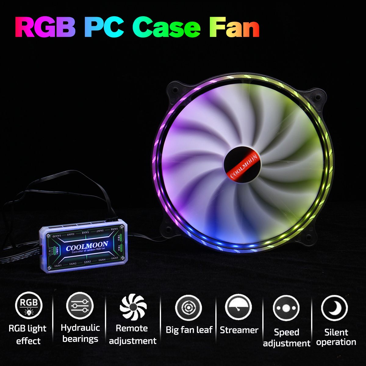 Cool-Moon-CR200mm-Chassis-Computer-Case-Fan-RGB-Mute-Streamer-LED-Computer-Host-20cm-Cooling-Fan-1634887
