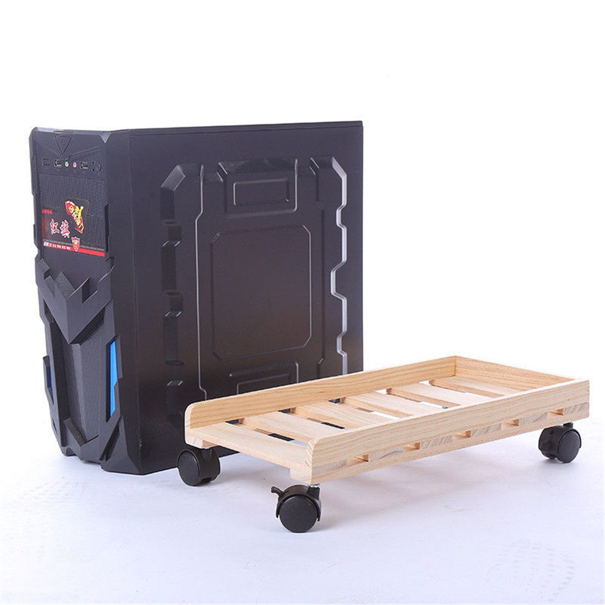 H-type-Four-Wheel-Thickening-Wood-Computer-Case-Host-Moving-Bracket-Adjustable-CPU-Stand-1528290