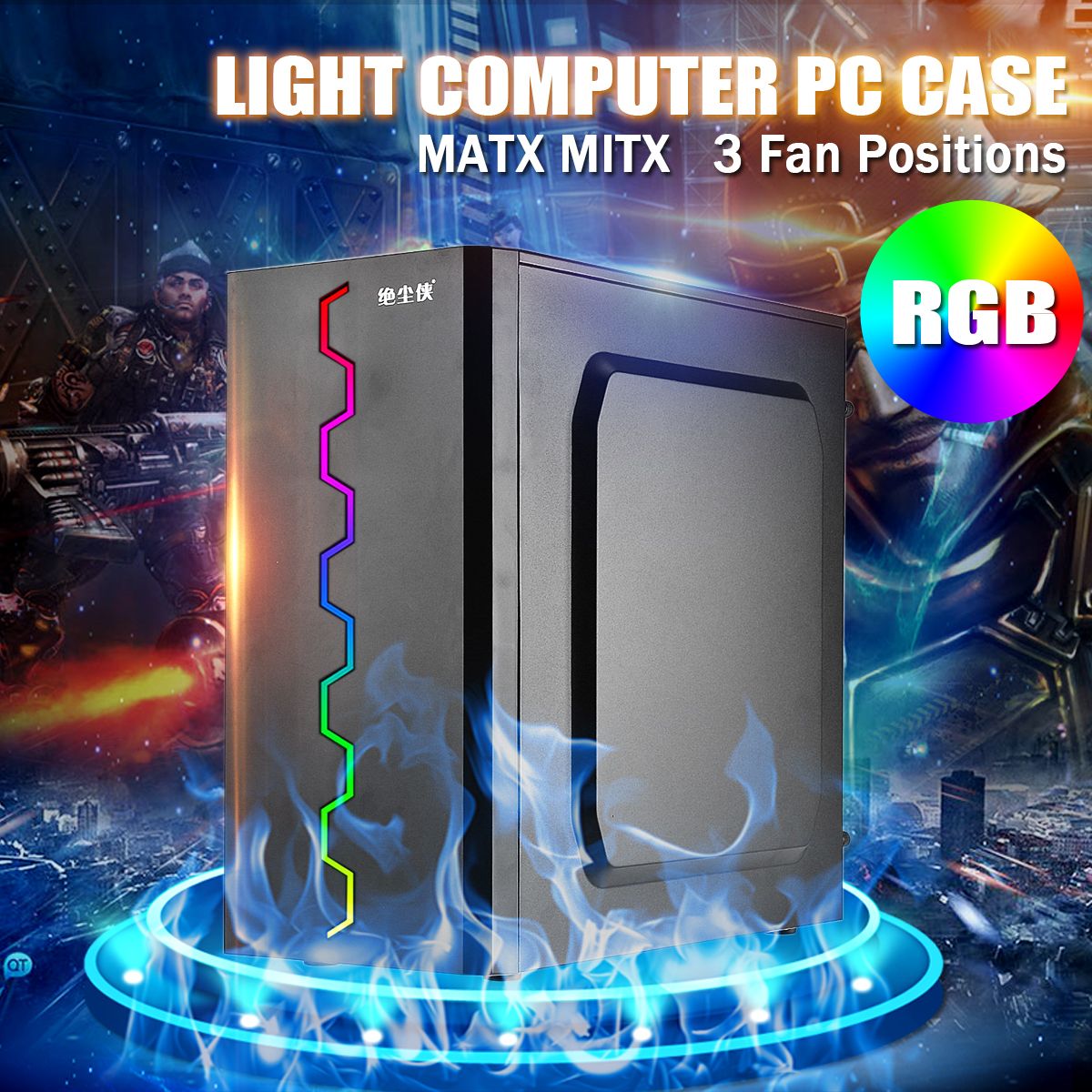 Mini-Desktop-Computer-Case-Chassis-PC-Case-USB20-Support-3-120mm-Fans-MATX-MITX-1672739