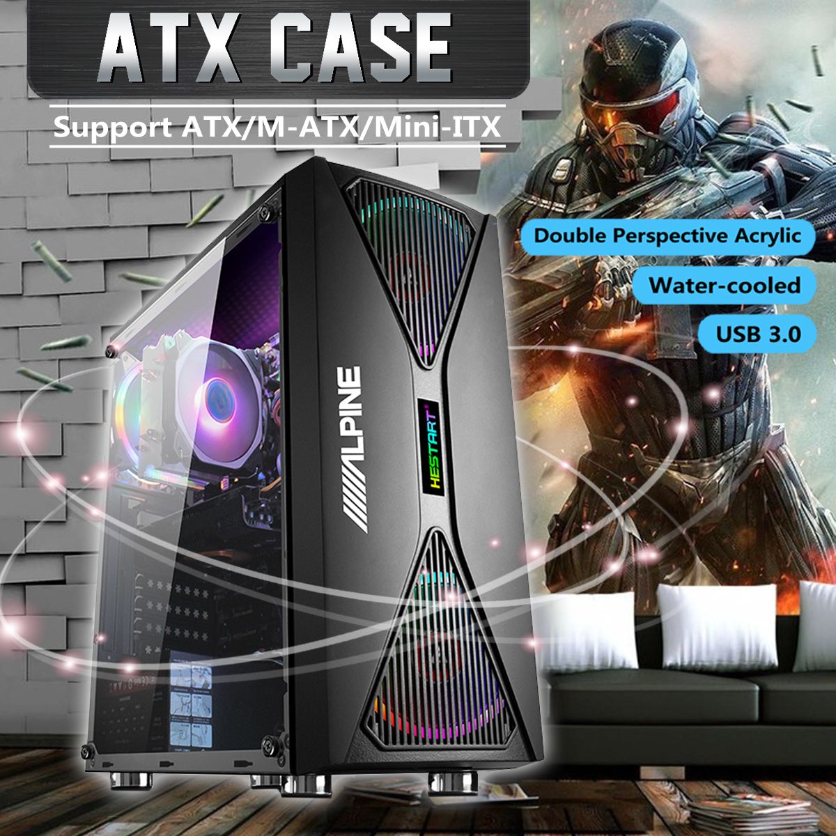 PC-Computer-Case-Side-Transparen-Acrylic-Panel-Computer-Case-Tower-Chassis-for-Gaming-ATXM-ATXMini-I-1697223