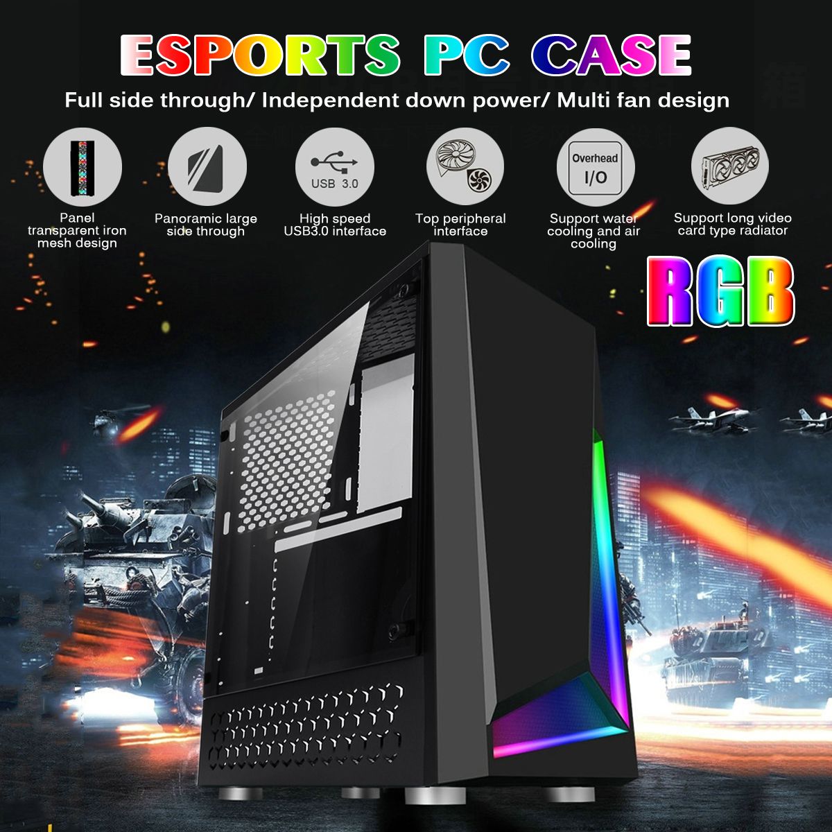 Toughened-Glass-Side-Plate-Computer-Gaming-Case-MATXMITX-USB30-Support-120mm-Water-Cooling-1672719