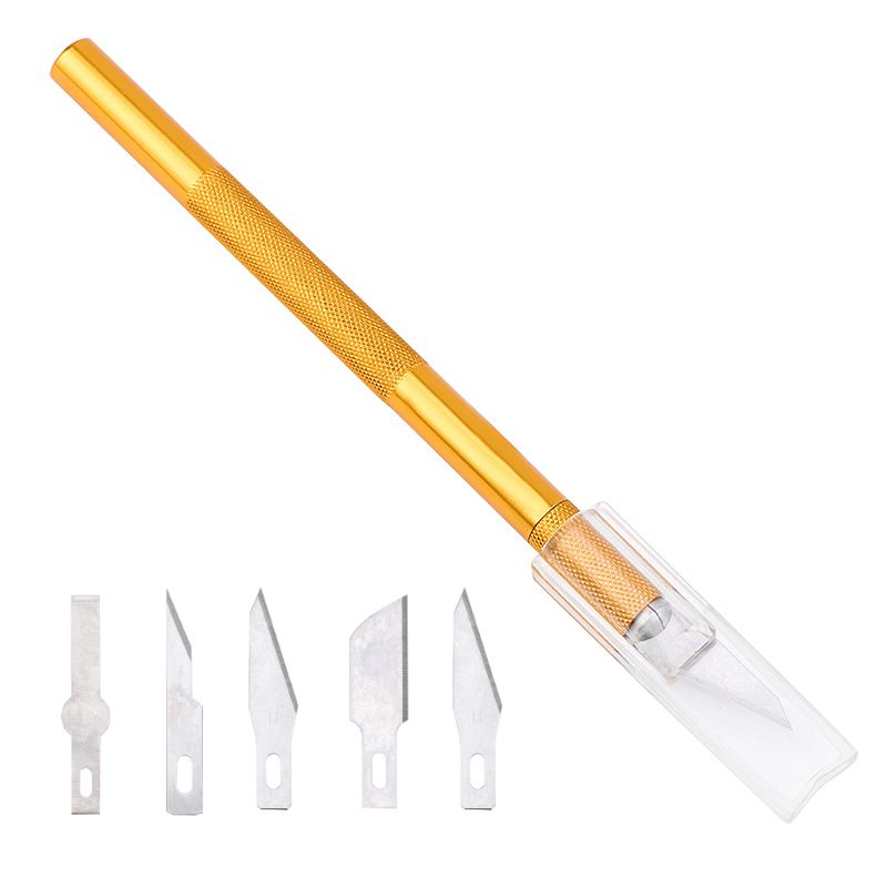 JCD-Non-Slip-Gold-Metal-Tools-Kit-Engraving-Craft-Knife-5pcs-Blades-for-Mobile-Phone-PCB-DIY-Repair--1763605