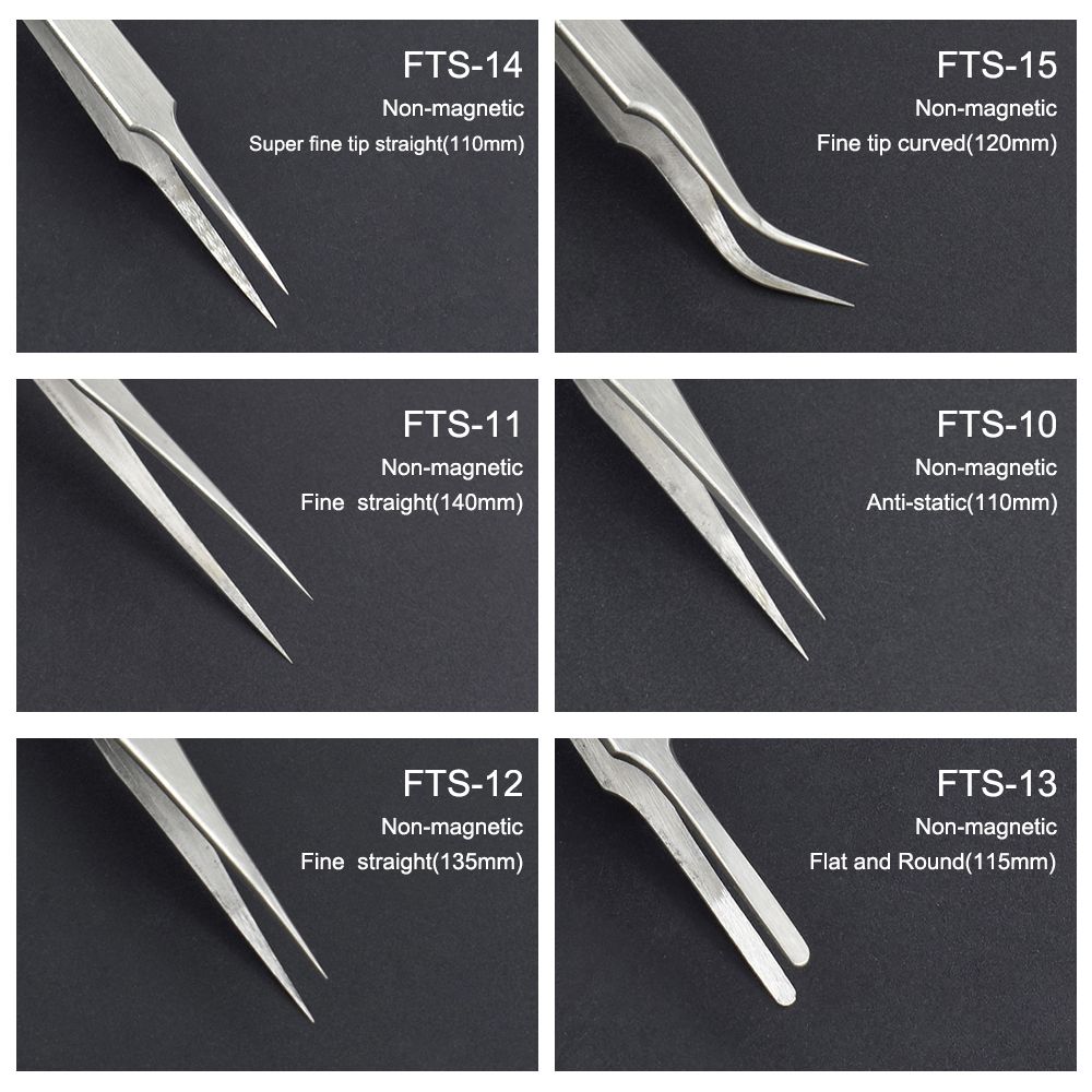 NEWACALOX-6Pcs-Stainless-Steel-Tweezers-Industrial-Anti-static-Tweezers-Kit-Precision-Non-magnetic-T-1712149