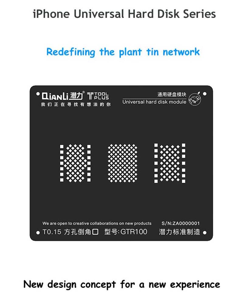 Qianli-Hard-Disk-Module-NAND-GTR100-BGA-Reballing-Black-Stencil-Plant-Tin-Steel-Net-Repair-Tool-for--1475911