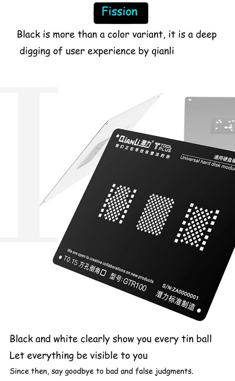 Qianli-Hard-Disk-Module-NAND-GTR100-BGA-Reballing-Black-Stencil-Plant-Tin-Steel-Net-Repair-Tool-for--1475911