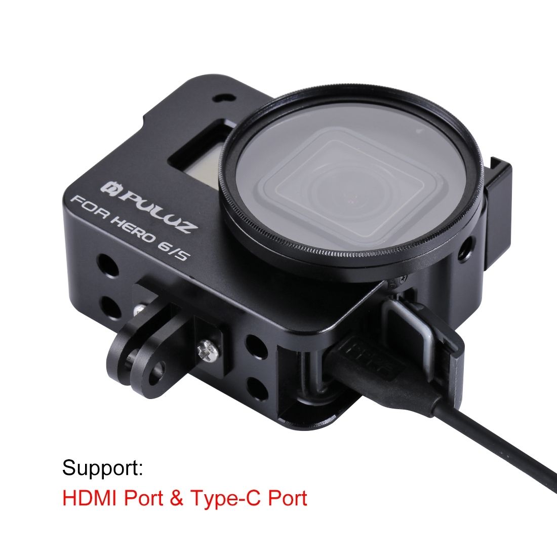 PULUZ-PU183-Housing-Shell-CNC-Aluminum-Alloy-Protective-Cage-for-GoPro-HERO6-HERO5-with-52mm-UV-Lens-1243383