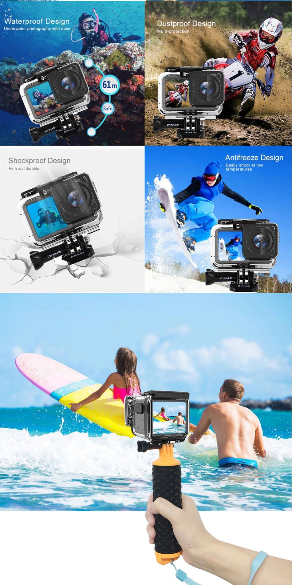 PULUZ-PU398-61M-Underwater-Waterproof-Diving-Swimming-Protective-Case-Shell-for-DJI-OSMO-Action-Spor-1537305